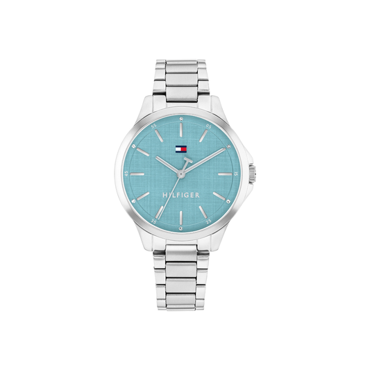 Reloj Análogo Tommy Hilfiger Chloe Cuarzo Celeste y Plateado de Mujer