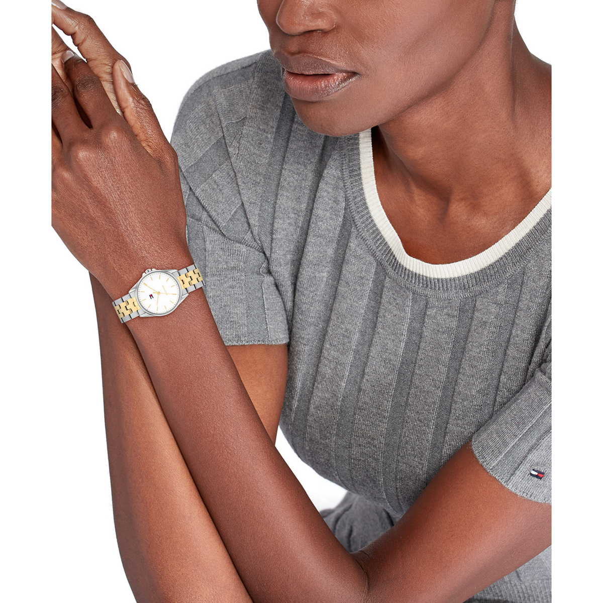Reloj Análogo Jade Casual Plateado Doble Tono de Mujer