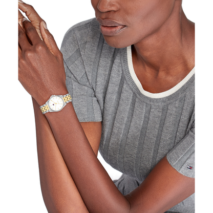 Reloj Análogo Jade Casual Plateado Doble Tono de Mujer