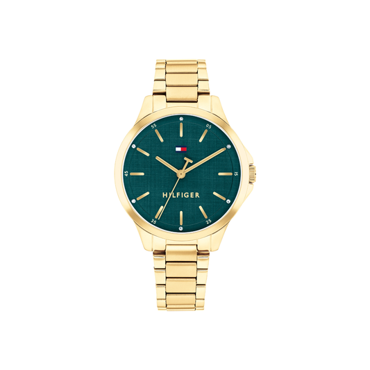 Reloj Análogo Tommy Hilfiger Chloe Cuarzo Verde y Dorado de Mujer