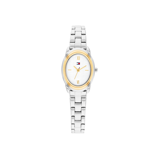 Reloj Análogo Tommy Hilfiger Demi Oval Cuarzo Plateado y Dorado de Mujer