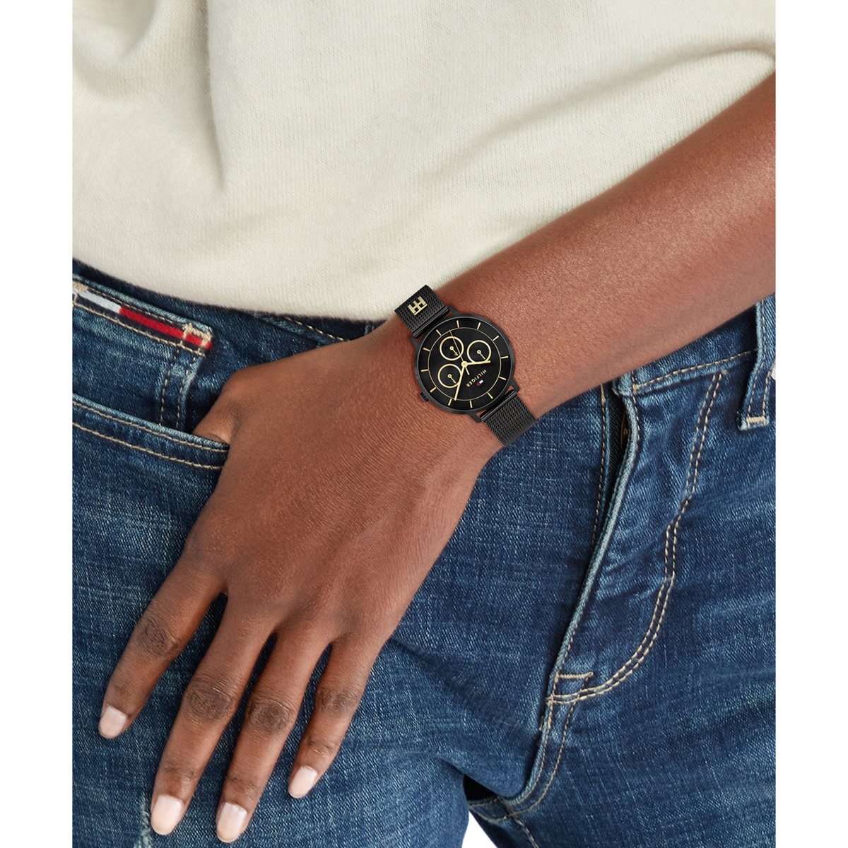 Reloj Análogo Tea Mesh Casual Negro de Mujer