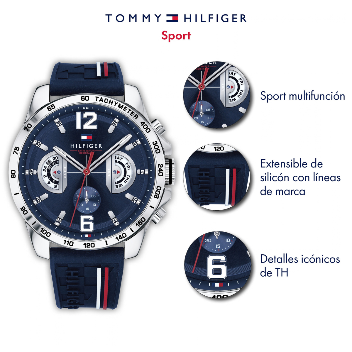 Reloj Análogo Tommy Hilfiger Decker Cuarzo Azul y Plateado de Hombre