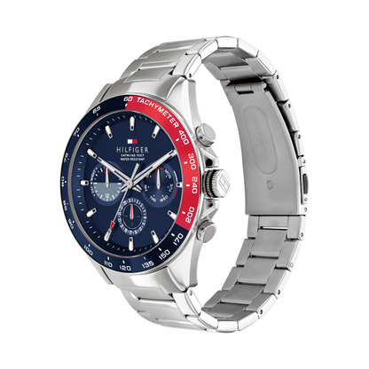 Reloj Análogo Tommy Hilfiger Owen Cuarzo Azul, Rojo y Plateado de Hombre