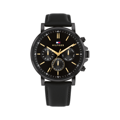 Reloj Análogo Tommy Hilfiger Tyson Cuarzo Negro y Dorado de Hombre