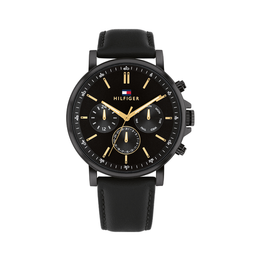 Reloj Análogo Tommy Hilfiger Tyson Cuarzo Negro y Dorado de Hombre