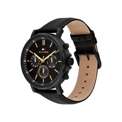 Reloj Análogo Tommy Hilfiger Tyson Cuarzo Negro y Dorado de Hombre