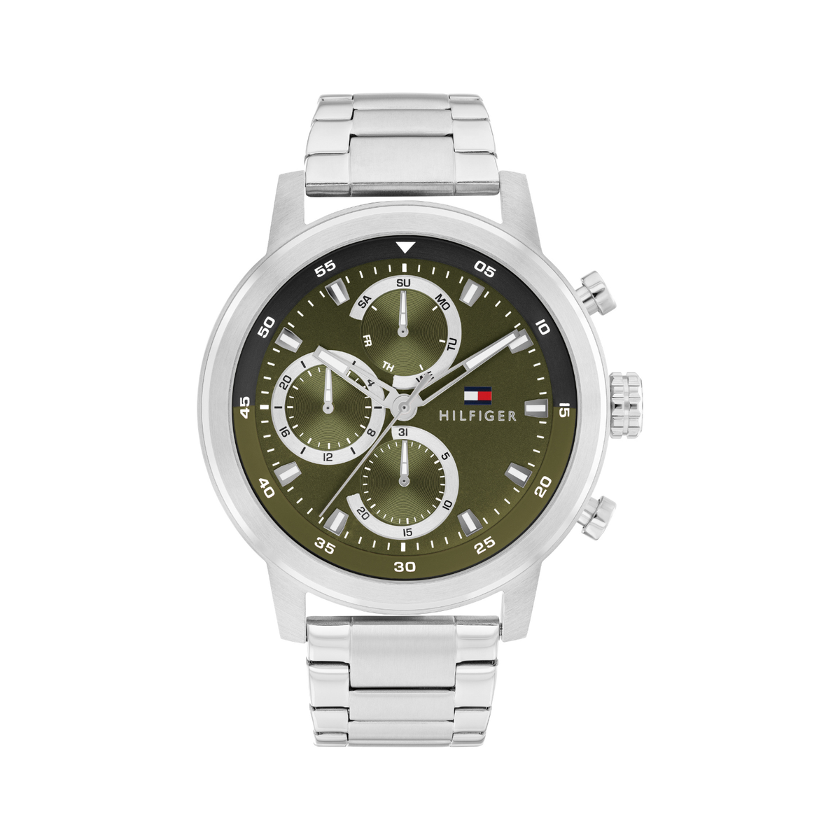 Reloj Análogo Tommy Hilfiger Rocky Cuarzo Verde y Plateado de Hombre