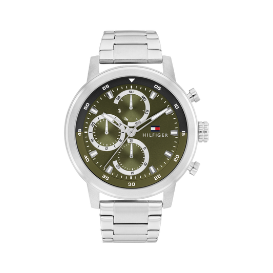 Reloj Análogo Tommy Hilfiger Rocky Cuarzo Verde y Plateado de Hombre