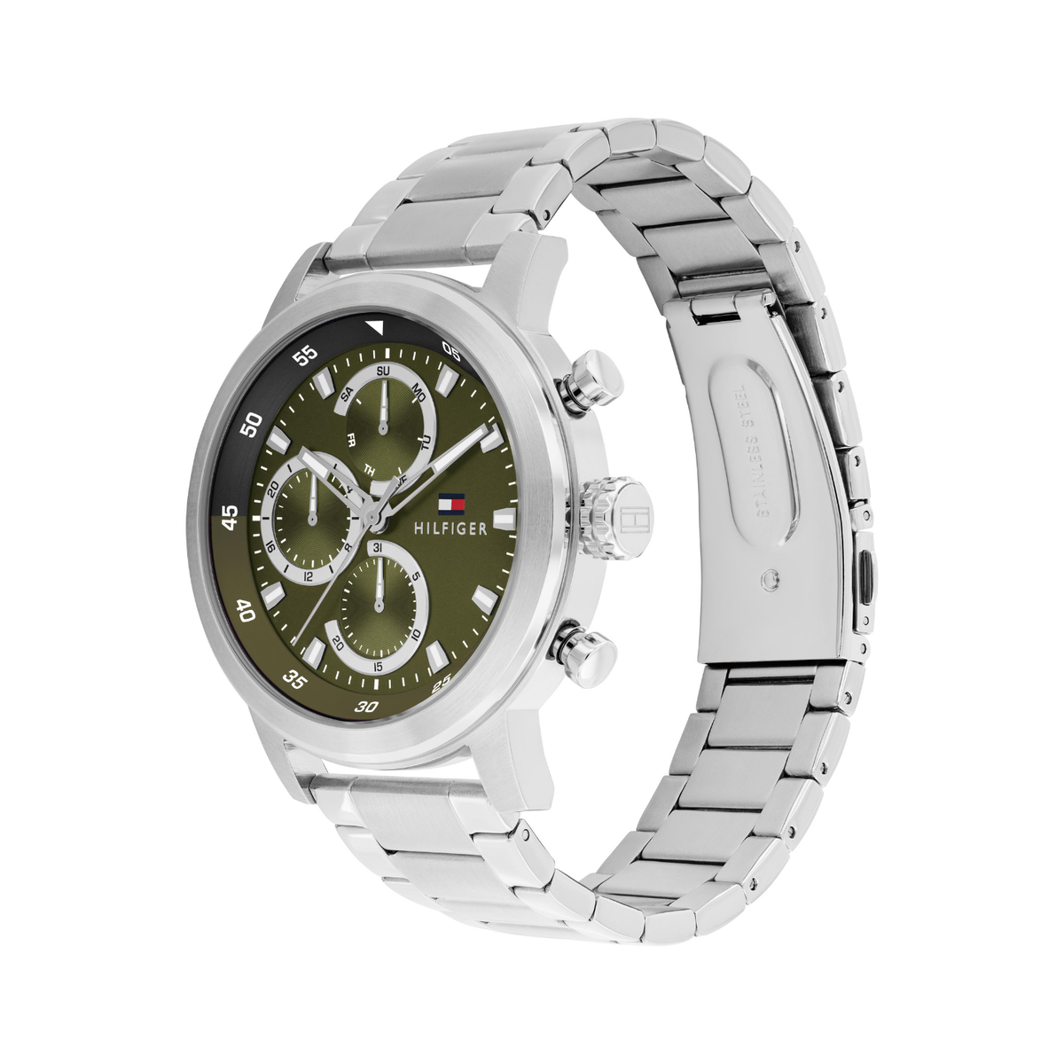 Reloj Análogo Tommy Hilfiger Rocky Cuarzo Verde y Plateado de Hombre