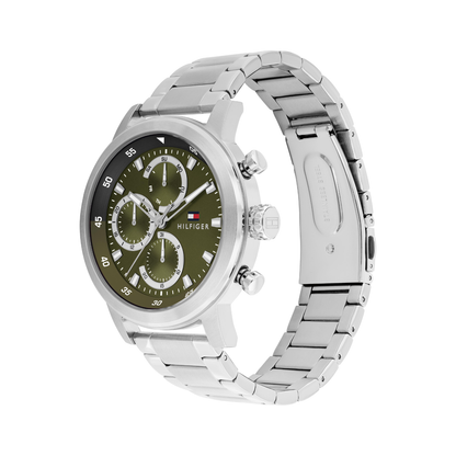 Reloj Análogo Tommy Hilfiger Rocky Cuarzo Verde y Plateado de Hombre