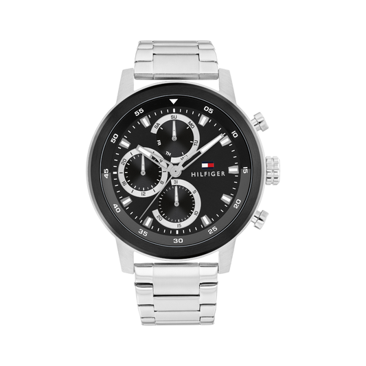 Reloj Análogo Tommy Hilfiger Rocky Cuarzo Negro y Plateado de Hombre