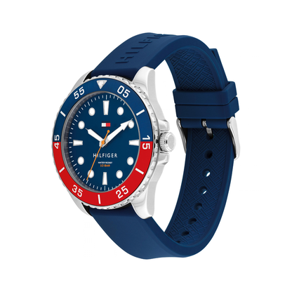 Reloj Análogo Tommy Hilfiger Oceanic Cuarzo Azul, Rojo y Plateado de Hombre