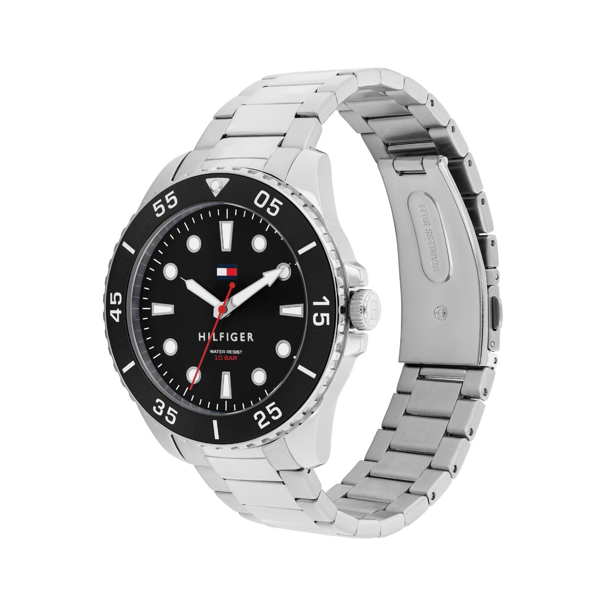 Reloj Análogo Tommy Hilfiger Oceanic Cuarzo Negro y Plateado de Hombre