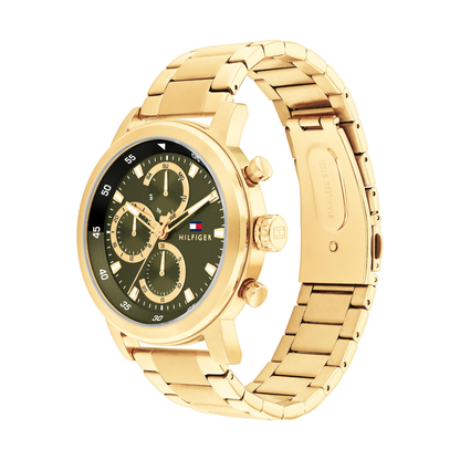 Reloj Análogo Tommy Hilfiger Rocky Dorado con Cuarzo Verde de Hombre