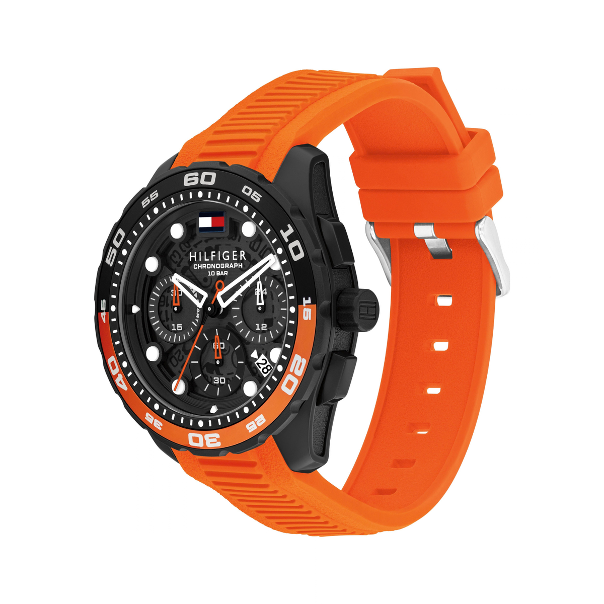 Reloj Análogo Tommy Hilfiger TH-Regatta Cuarzo Negro y Naranja de Hombre