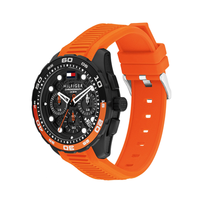 Reloj Análogo Tommy Hilfiger TH-Regatta Cuarzo Negro y Naranja de Hombre