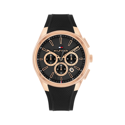 Reloj Análogo Tommy Hilfiger Sam Cuarzo Negro y Oro Rosa de Hombre