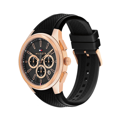 Reloj Análogo Tommy Hilfiger Sam Cuarzo Negro y Oro Rosa de Hombre