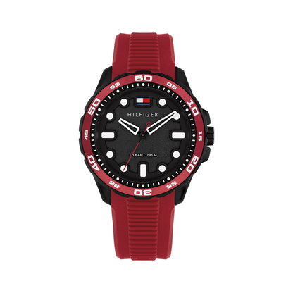 Reloj Análogo Tommy Hilfiger TH-Regatta Cuarzo Negro y Rojo de Hombre