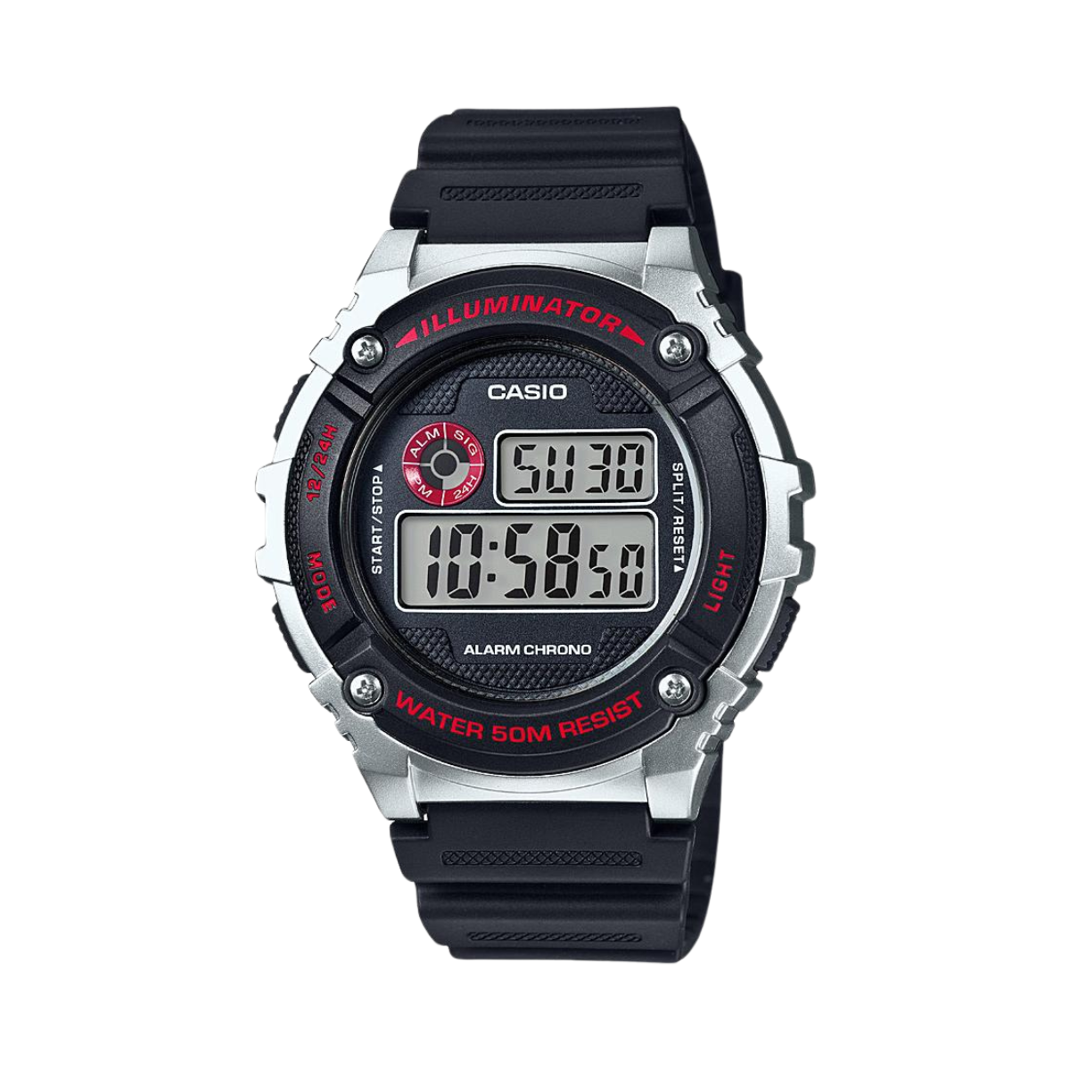 Reloj Digital Illuminator Casual Plateado de Hombre