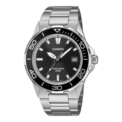 Reloj Análogo Casio Cuarzo Negro y Plateado de Hombre